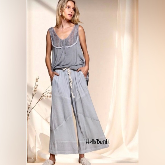 POL Dove Gray Wide-Leg Cropped Pants | HELLOBUTIFL Staple | Soft Everyday Luxe - Picture 4 of 6